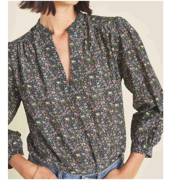 NWT Trovata Birds of Paradis Bailey Blouse XS navy blue red windowpane plaid - Picture 11 of 12